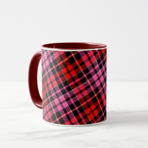 Schwarz Rot Pink Karo Tartan Design  Tasse