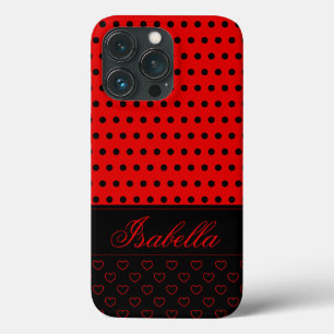 Schwarz-Rot-Polka-Dot-Muster, Individuelle Name Case-Mate iPhone Hülle
