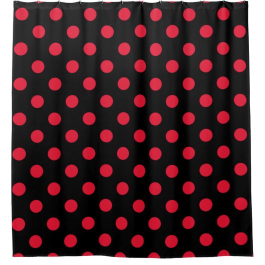 Schwarz & Rot Polka Dots Dot Duschvorhang (Vorderseite)
