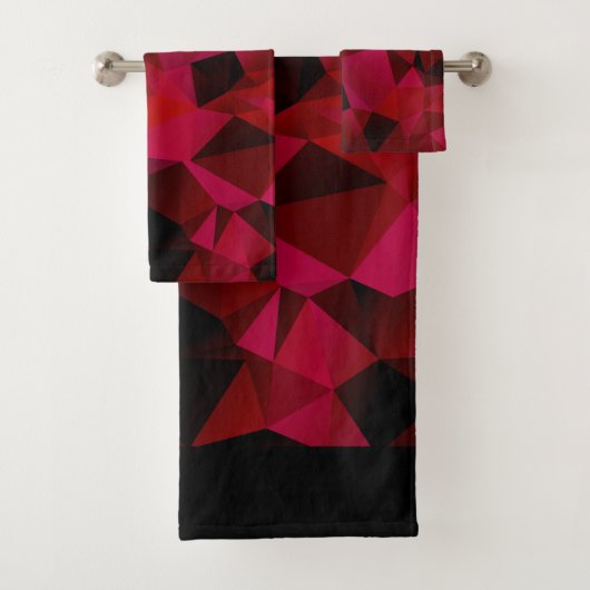 Schwarz, rot, polygonal badhandtuch set (Insitu)