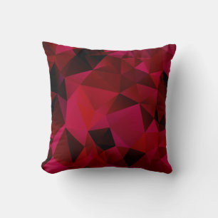 Schwarz, rot, polygonal kissen