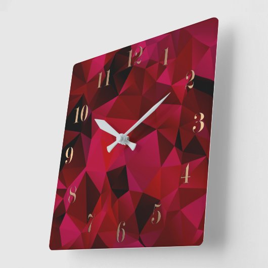 Schwarz, rot, polygonal quadratische wanduhr (Winkel)