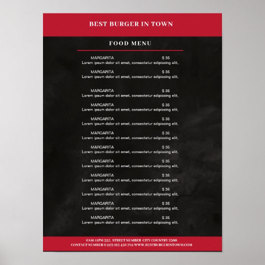 Schwarz, Rot Preislisten Poster (Vorne)