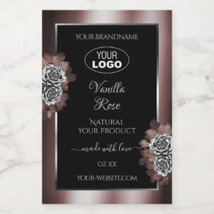 Schwarz-Rot-Produktetiketten Silver-Frame-Rose-Log Lebensmitteletikett