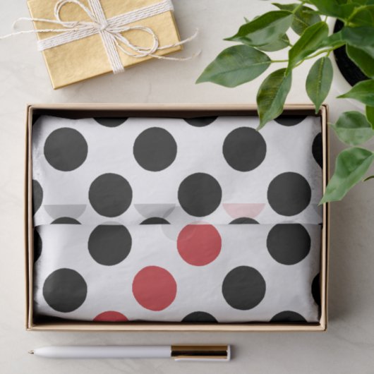 Schwarz/Rot-Punkte-Muster + Hintergrund Seidenpapier (Geschenk)