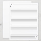 Schwarz-Rot-Quill-Federn Lined Stationery (Vorne/Hinten)