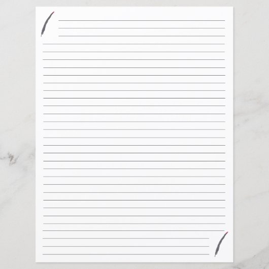 Schwarz-Rot-Quill-Federn Lined Stationery (Vorderseite)