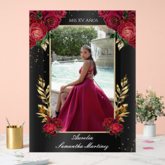 Schwarz-Rot-Quinceañera Eintrag Akryllische Zeiche Acrylschild