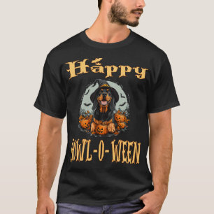 Schwarz-Rot-Rauhhaarbracke Hund mit Hexenhut Hallo T-Shirt