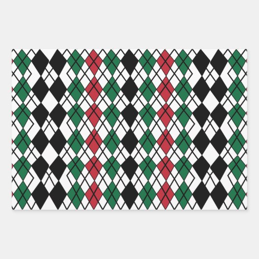 Schwarz-Rot-Raute-Muster Geschenkpapier Set (Vorderseite 3)