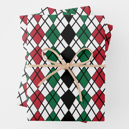 Schwarz-Rot-Raute-Muster Geschenkpapier Set (Beispiel)