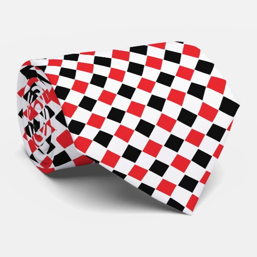 Schwarz-Rot-Raute-Muster Krawatte (Gerollt)