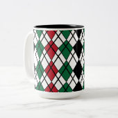 Schwarz-Rot-Raute-Muster Zweifarbige Tasse (Vorderseite Links)