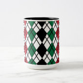 Schwarz-Rot-Raute-Muster Zweifarbige Tasse (Mittel)