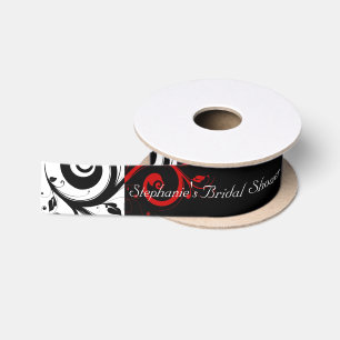 Schwarz-Rot-Reverse-Swirl-Brautparty Satinband