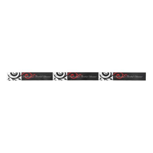 Schwarz-Rot-Reverse-Swirl-Brautparty Satinband (Vorderseite)