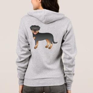 Schwarz-Rot-Rottweiler Süßer Cartoon-Hund Hoodie