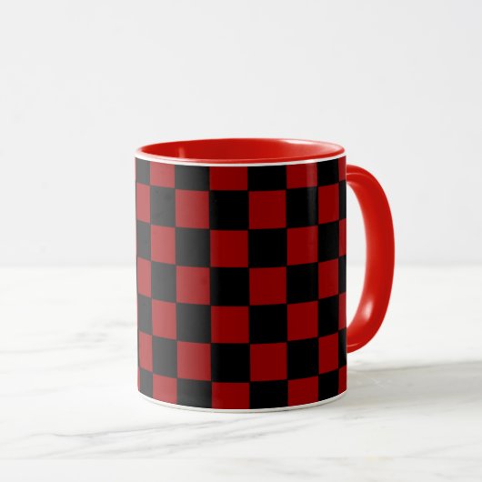 Schwarz-Rot-Schachbrett Tasse (VorderseiteRechts)