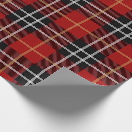 Schwarz-Rot-Schottischer Tartan kariert Geschenkpapier (Ecke)