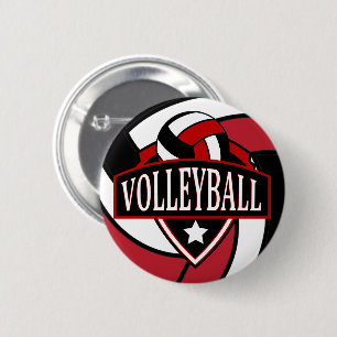 Schwarz-Rot-Schwarz-Volleyball-Logo Button