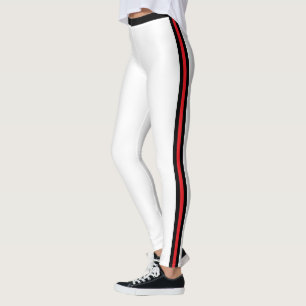 Schwarz Rot Seitenstreifen Weiße Leggings - Ihre F