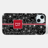 Schwarz-Rot-Sketch-Monogramm Case-Mate iPhone Hülle (Rückseite (Horizontal))
