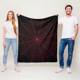 Schwarz-Rot-Spinnennetz Halloween-Muster Fleecedecke