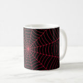 Schwarz-Rot-Spinnennetz Halloween-Muster Kaffeetasse (VorderseiteRechts)