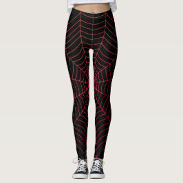 Schwarz-Rot-Spinnennetz Halloween-Muster Leggings