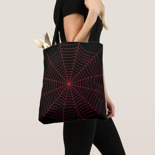 Schwarz-Rot-Spinnennetz Halloween-Muster Tasche (Von Nahem)