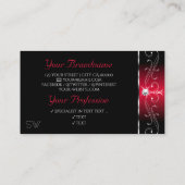 Schwarz-Rot-Squiggles-Sparkle-Juwelen Monogram-Ver Visitenkarte (Rückseite)