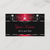 Schwarz-Rot-Squiggles-Sparkle-Juwelen Monogram-Ver Visitenkarte (Vorderseite)
