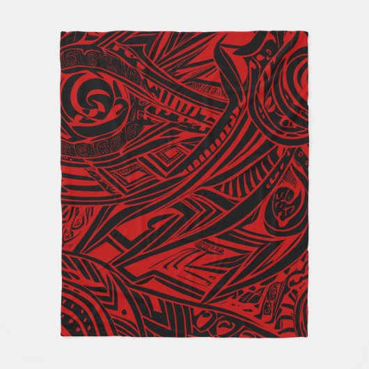 Schwarz-Rot-Stämme Abstrakt Fleecedecke (Vorderseite)
