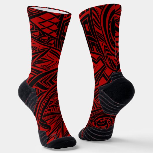 Schwarz-Rot-Stämme Abstrakt Socken (Gewinkelt)