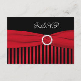 Schwarz-rot-Streifen-Antwortkarte RSVP Karte