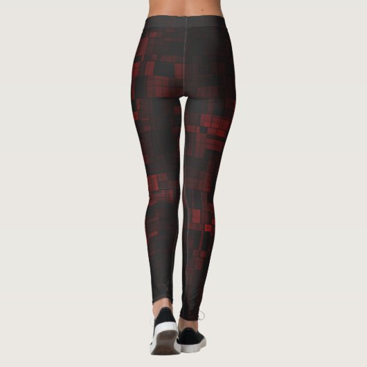 Schwarz Rot subtile Wiedergabe auf Farbe Frauen Ko Leggings (Rückseite)