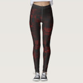 Schwarz Rot subtile Wiedergabe auf Farbe Frauen Ko Leggings (Vorderseite)