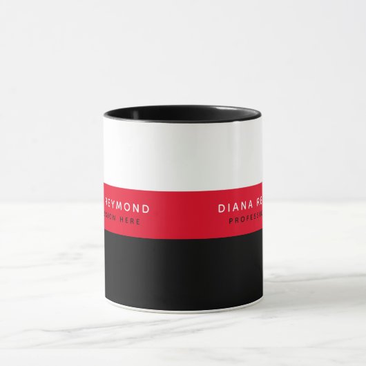 Schwarz-Rot-Tasse mit Namen und Beruf Tasse (Zentrum)