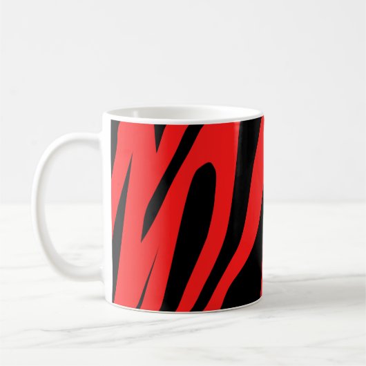 Schwarz - Rot Tiger Tiger Nahtloses Muster Kaffeetasse (Links)