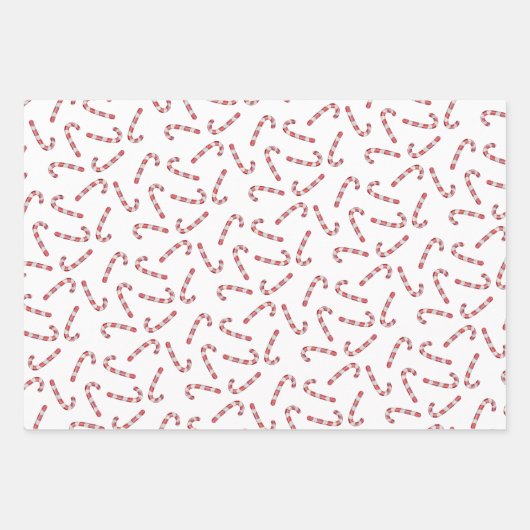 Schwarz Rot Traditionelle Candy Cane Weihnachten Geschenkpapier Set (Vorderseite 2)