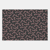 Schwarz Rot Traditionelle Candy Cane Weihnachten Geschenkpapier Set (Vorderseite)