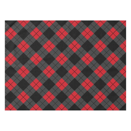 Schwarz, Rot und Grau Kariert überprüft Tischdecke (Vorderseite (Horizontal))