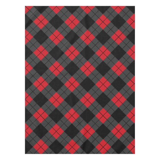 Schwarz, Rot und Grau Kariert überprüft Tischdecke (Vorderseite)