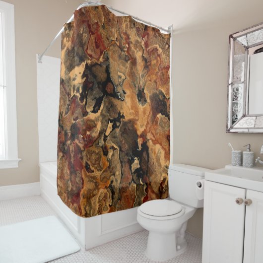 Schwarz, Rot und Rost Duschvorhang (Beispiel)