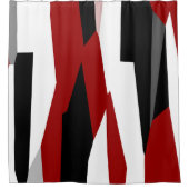 Schwarz, Rot und Weiß Abstrakt Duschvorhang (Vorderseite)