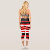 Schwarz, Rot und Weiß Capri Leggings (Rückseite)