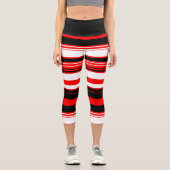 Schwarz, Rot und Weiß Capri Leggings (Vorderseite)