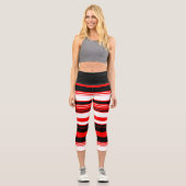 Schwarz, Rot und Weiß Capri Leggings (Vorderseite)