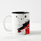 Schwarz, Rot und Weiß, heiße High Heels Zweifarbige Tasse (Links)