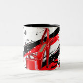 Schwarz, Rot und Weiß, heiße High Heels Zweifarbige Tasse (Mittel)